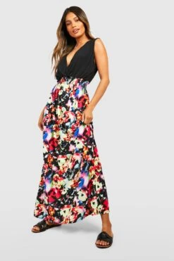 Vestito Maxi Con Stampa Di Rose