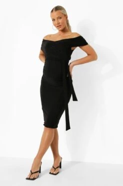 Vestito Premaman Con Spalle Scoperte E Laccetti In Vita 6 Vestito Premaman Con Spalle Scoperte E Laccetti In Vita -Negozio al dettaglio Vestiti bzz00697 black xl 2