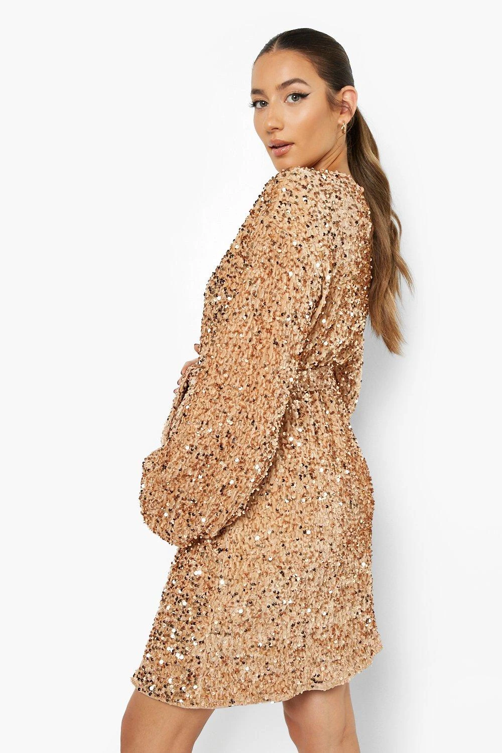 Vestito A Trapezio Premaman Allacciato In Vita Con Paillettes 2 Vestito A Trapezio Premaman Allacciato In Vita Con Paillettes - immagine 2