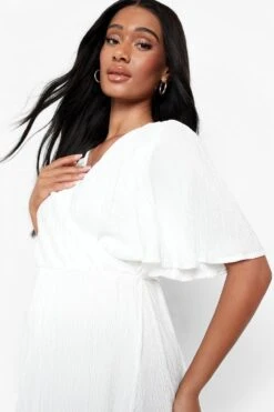 Vestito Skater Midi Premaman A Incrocio Con Pieghe -Negozio al dettaglio Vestiti bzz02079 ivory xl 3