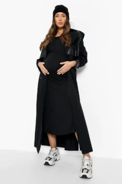 Vestito Midi Premaman A Coste Con Laccetti -Negozio al dettaglio Vestiti bzz45675 black xl 2