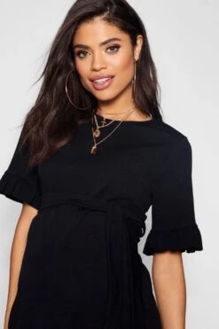 Vestito A Trapezio Premaman Con Arricciature E Laccetti In Vita -Negozio al dettaglio Vestiti bzz48422 sky xl 3