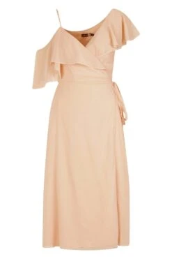 Vestito Scaldacuore Midi Stile Skater In Chiffon Con Spalle Scoperte -Negozio al dettaglio Vestiti dzz01396 blush xl 2