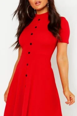 Vestito Skater A Collo Alto Con Bottoni 7 Vestito Skater A Collo Alto Con Bottoni -Negozio al dettaglio Vestiti dzz01637 black xl 3