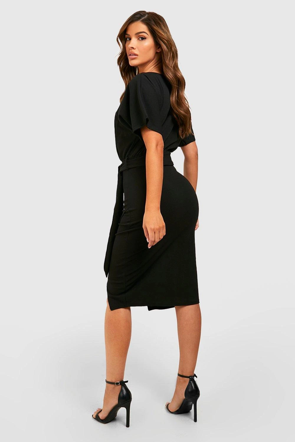 Vestito Midi Allacciato In Vita Con Scollo A Barchetta 2 Vestito Midi Allacciato In Vita Con Scollo A Barchetta - immagine 2