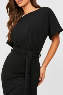 Vestito Midi Allacciato In Vita Con Scollo A Barchetta 7 Vestito Midi Allacciato In Vita Con Scollo A Barchetta -Negozio al dettaglio Vestiti dzz02936 black xl 3