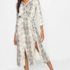 Vestito Midi Effetto Pelle Di Serpente Allacciata In Vita Con Spacco