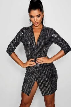 Vestito Blazer Aderente Mini Metallizzato