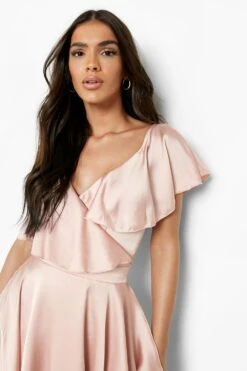 Vestito Scaldacuore Stile Skater In Raso Con Arricciature -Negozio al dettaglio Vestiti dzz25162 rose xl 3