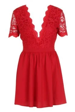 Vestito Skater Con Dettagli In Pizzo -Negozio al dettaglio Vestiti dzz26844 red xl 2