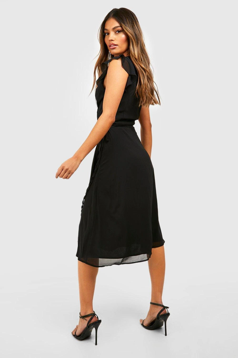 Vestito Skater Da Cerimonia A Incrocio In Chiffon Arricciato 2 Vestito Skater Da Cerimonia A Incrocio In Chiffon Arricciato - immagine 2