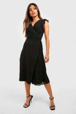 Vestito Skater Da Cerimonia A Incrocio In Chiffon Arricciato 6 Vestito Skater Da Cerimonia A Incrocio In Chiffon Arricciato -Negozio al dettaglio Vestiti dzz29499 black xl 2