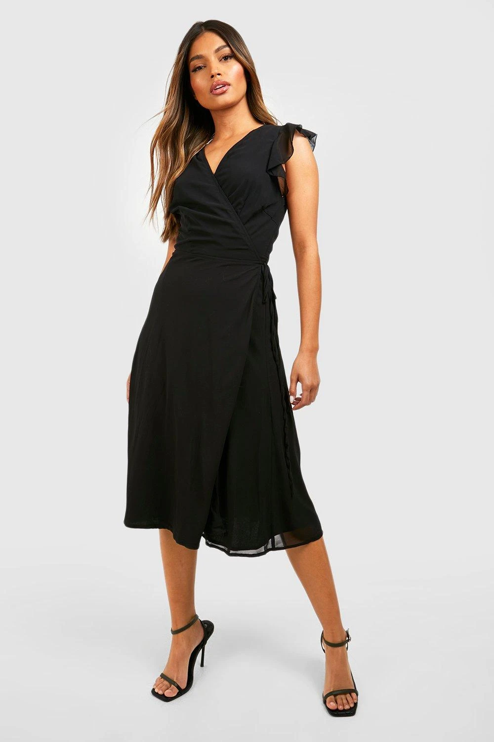 Vestito Skater Da Cerimonia A Incrocio In Chiffon Arricciato 3 Vestito Skater Da Cerimonia A Incrocio In Chiffon Arricciato - immagine 3