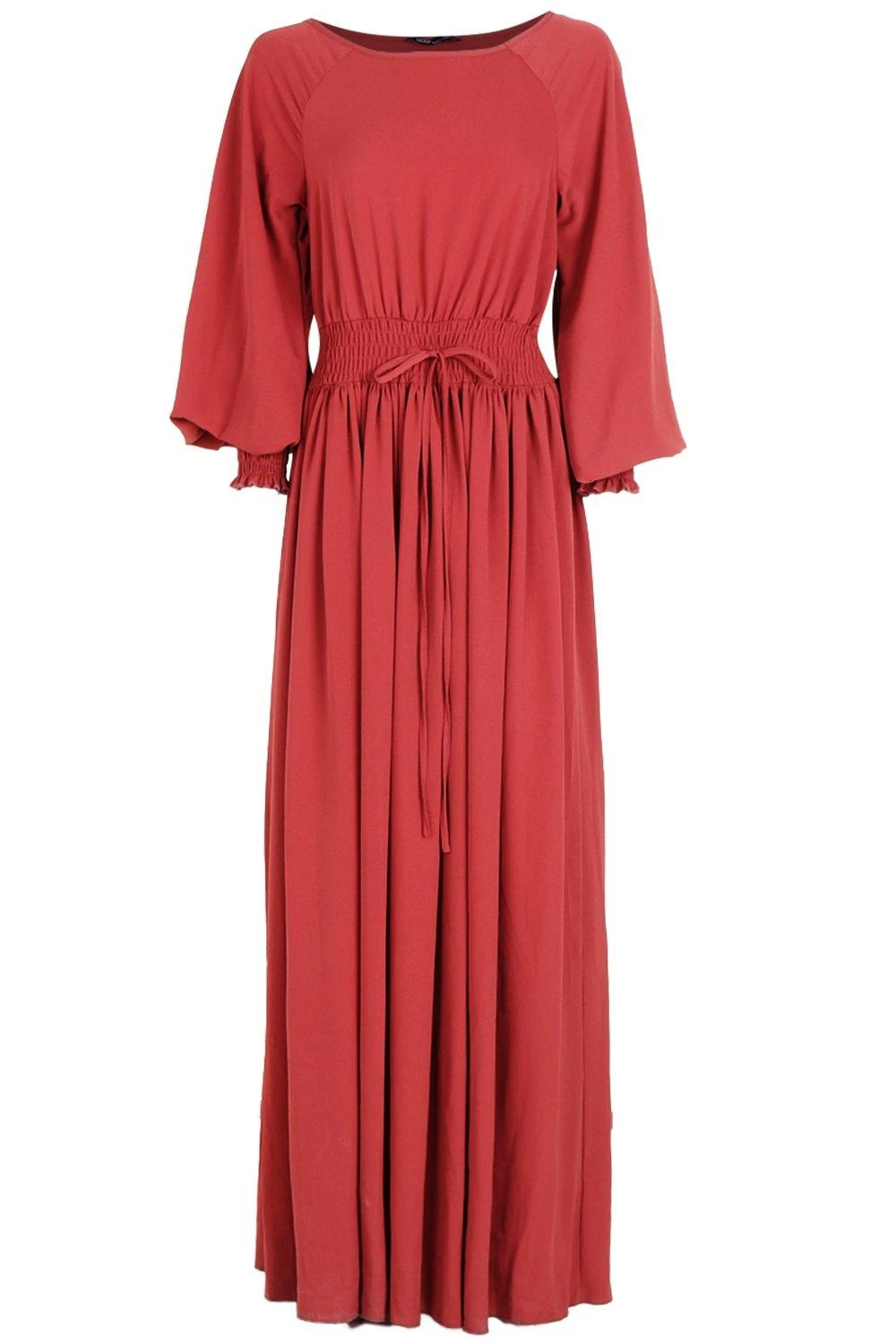 Vestito Maxi In Tessuto Con Increspature In Vita E Sui Polsini 3 Vestito Maxi In Tessuto Con Increspature In Vita E Sui Polsini - immagine 3