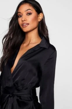 Vestito In Raso A Incrocio -Negozio al dettaglio Vestiti dzz32902 black xl 3