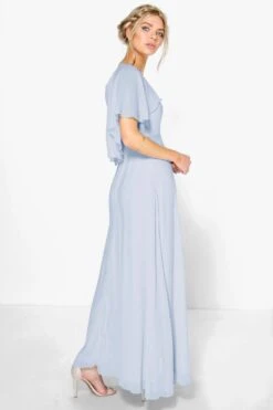 Vestito Maxi Da Cerimonia In Chiffon Con Maniche A Mantella 5 Vestito Maxi Da Cerimonia In Chiffon Con Maniche A Mantella -Negozio al dettaglio Vestiti dzz86702 blush xl 1