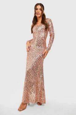 Vestito Maxi Da Cerimonia Boutique A Maniche Lunghe Con Paillettes -Negozio al dettaglio Vestiti dzz94156 nude xl 2