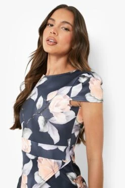 Vestito Midi Asimmetrico Con Stampa A Fiori E Volant Sul Fondo -Negozio al dettaglio Vestiti dzz96346 multi xl 3