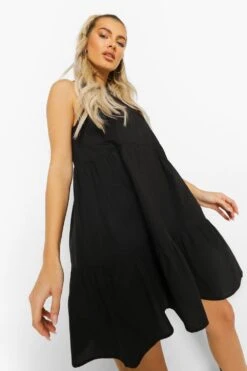 Vestito Grembiule In Cotone Con Balze -Negozio al dettaglio Vestiti fzz07922 black xl 3