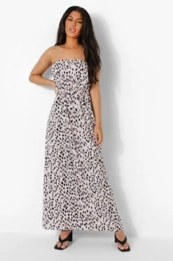 Vestito Maxi Leopardato A Fascia Con Arricciature -Negozio al dettaglio Vestiti fzz09383 nude xl 2