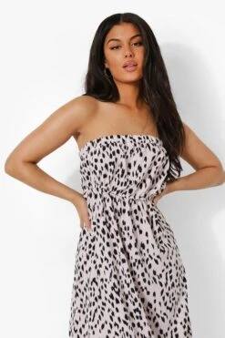 Vestito Maxi Leopardato A Fascia Con Arricciature -Negozio al dettaglio Vestiti fzz09383 nude xl 3