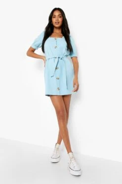 Vestito In Denim Con Bottoni E Laccetti In Vita 6 Vestito In Denim Con Bottoni E Laccetti In Vita -Negozio al dettaglio Vestiti fzz13799 sky20blue xl 2