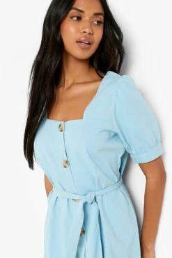 Vestito In Denim Con Bottoni E Laccetti In Vita 7 Vestito In Denim Con Bottoni E Laccetti In Vita -Negozio al dettaglio Vestiti fzz13799 sky20blue xl 3