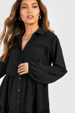 Vestito Camicia Svasato Con Balze -Negozio al dettaglio Vestiti fzz14470 black xl 2