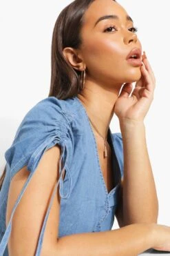 Vestito Midi In Denim Con Bottoni E Fondo Sceso -Negozio al dettaglio Vestiti fzz15403 mid20blue xl 3