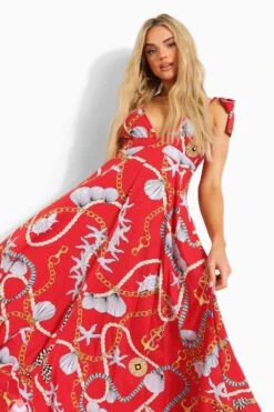 Vestito Maxi Con Scollo, Laccetti Alle Spalle E Motivi Nautici 6 Vestito Maxi Con Scollo, Laccetti Alle Spalle E Motivi Nautici -Negozio al dettaglio Vestiti fzz16454 red xl 2