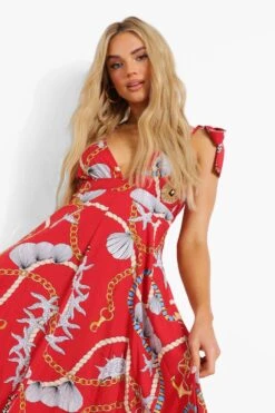 Vestito Maxi Con Scollo, Laccetti Alle Spalle E Motivi Nautici 7 Vestito Maxi Con Scollo, Laccetti Alle Spalle E Motivi Nautici -Negozio al dettaglio Vestiti fzz16454 red xl 3