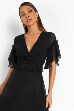 Vestito Midi Con Fiocco Intessuto Su Una Spalla -Negozio al dettaglio Vestiti fzz19014 black xl 3