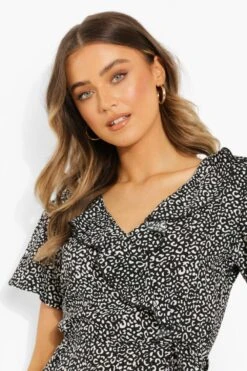 Vestito Midi Con Arricciature E Stampa Animalier -Negozio al dettaglio Vestiti fzz19034 black xl 3