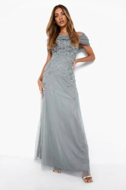 Vestito Maxi Da Cerimonia Decorato A Mano Con Fiocco -Negozio al dettaglio Vestiti fzz20498 dusty20green xl 2