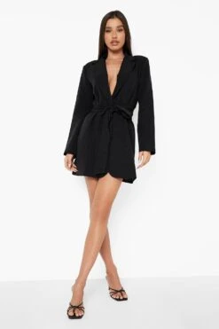 Vestito Blazer Con Fascia In Vita Stile Obi -Negozio al dettaglio Vestiti fzz24101 black xl 2