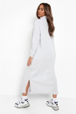 Vestito Longuette A Maniche Lunghe Con Collo Alto 5 Vestito Longuette A Maniche Lunghe Con Collo Alto -Negozio al dettaglio Vestiti fzz24381 grey xl 1