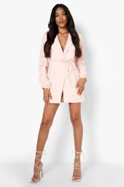 Vestito Blazer Allacciato In Vita Con Maniche Con Ruches -Negozio al dettaglio Vestiti fzz26020 soft20pink xl 2