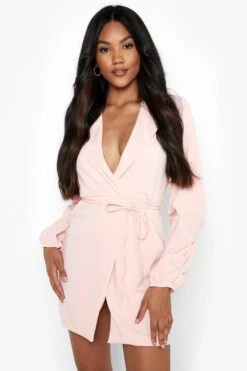 Vestito Blazer Allacciato In Vita Con Maniche Con Ruches -Negozio al dettaglio Vestiti fzz26020 soft20pink xl 3