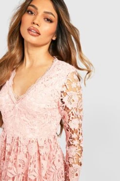 Vestito Skater Midi A Maniche Lunghe In Pizzo All’uncinetto 6 Vestito Skater Midi A Maniche Lunghe In Pizzo All’uncinetto -Negozio al dettaglio Vestiti fzz26200 soft20pink xl 2