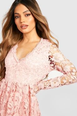 Vestito Skater Midi A Maniche Lunghe In Pizzo All’uncinetto 7 Vestito Skater Midi A Maniche Lunghe In Pizzo All’uncinetto -Negozio al dettaglio Vestiti fzz26200 soft20pink xl 3