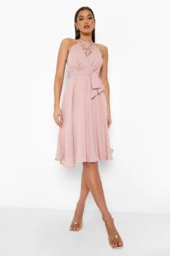 Vestito Midi Con Spacco E Retro In Pizzo -Negozio al dettaglio Vestiti fzz26437 blush xl 2