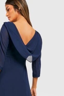 Vestito Maxi Drappeggiato Sul Retro Con Scollo A Cappuccio -Negozio al dettaglio Vestiti fzz26446 navy xl 3