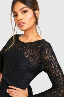 Vestito Midi In Pizzo Con Pieghe -Negozio al dettaglio Vestiti fzz26472 black xl 3