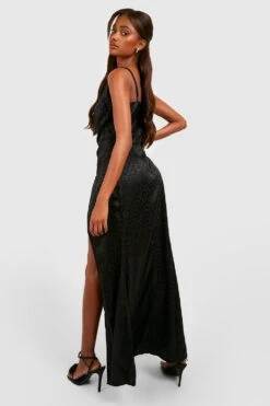 Vestito Maxi In Raso Con Scollo A Cappuccio E Ruches -Negozio al dettaglio Vestiti fzz31835 black xl 1