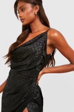 Vestito Maxi In Raso Con Scollo A Cappuccio E Ruches -Negozio al dettaglio Vestiti fzz31835 black xl 3