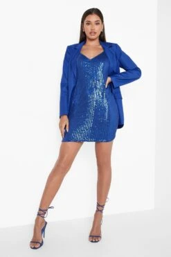 Vestito Scaldacuore Midi A Quadri Con Arricciature -Negozio al dettaglio Vestiti fzz31977 cobalt xl 2