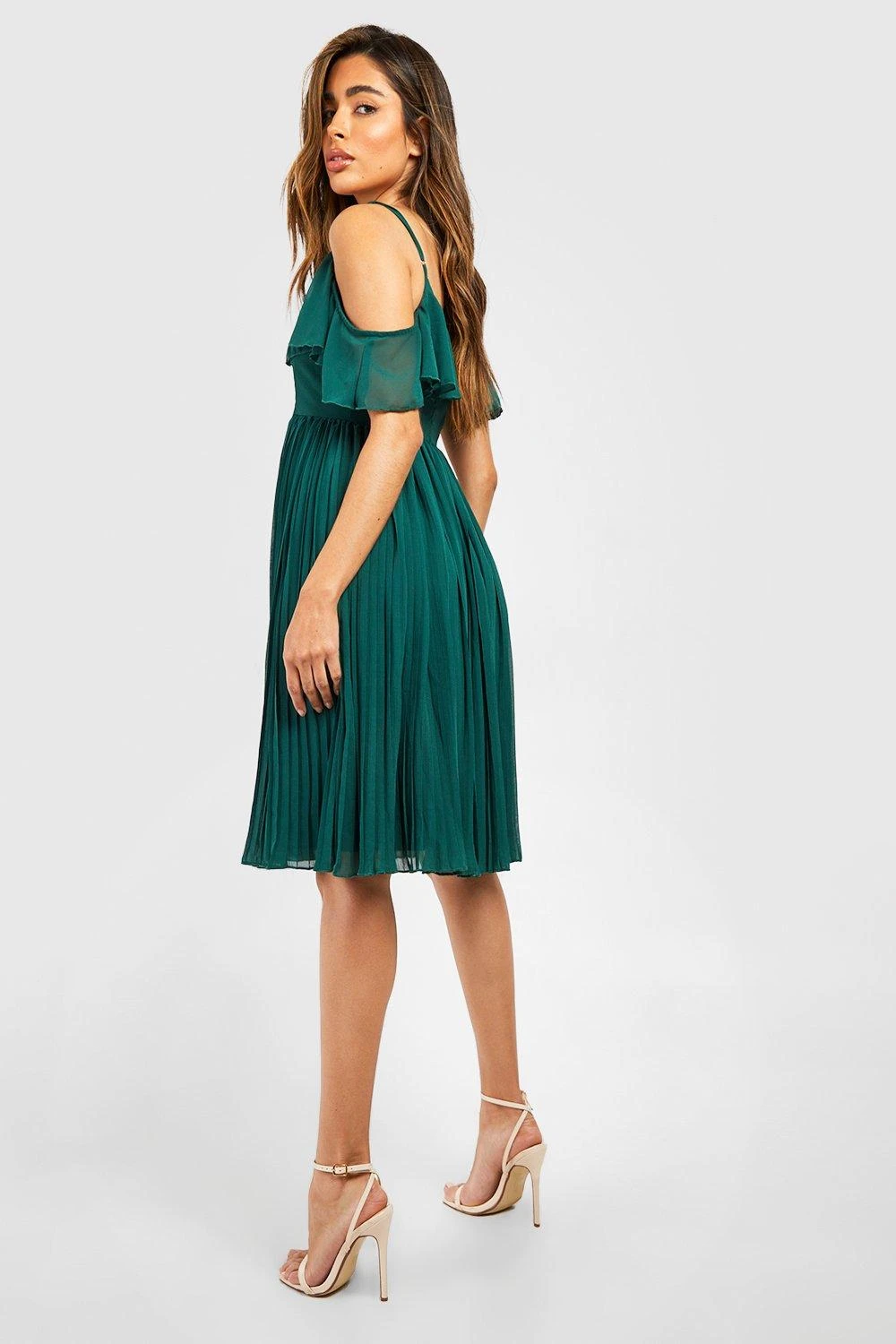 Vestito Da Cerimonia Midi Con Spalle Scoperte E Arricciature 2 Vestito Da Cerimonia Midi Con Spalle Scoperte E Arricciature - immagine 2