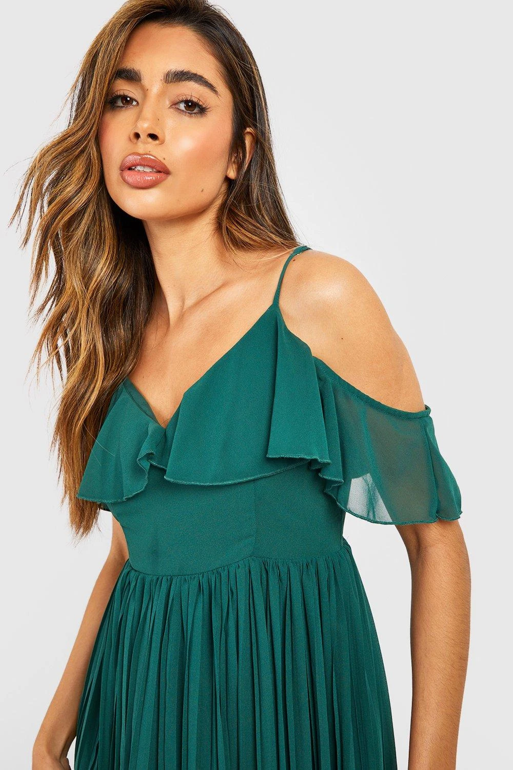 Vestito Da Cerimonia Midi Con Spalle Scoperte E Arricciature 4 Vestito Da Cerimonia Midi Con Spalle Scoperte E Arricciature - immagine 4