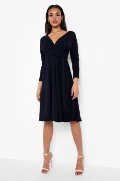 Vestito Skater Midi Con Spalle Scoperte 6 Vestito Skater Midi Con Spalle Scoperte -Negozio al dettaglio Vestiti fzz38389 navy xl 2