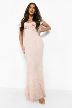 Vestito Maxi A Fascia In Pizzo Con Arricciature -Negozio al dettaglio Vestiti fzz40183 pink xl 2